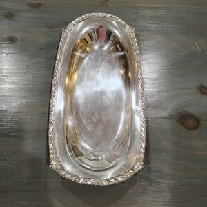 Antique Fine Arts Processional Style De Luxe Silver Plate Oval Bread Bowl 12.5"
